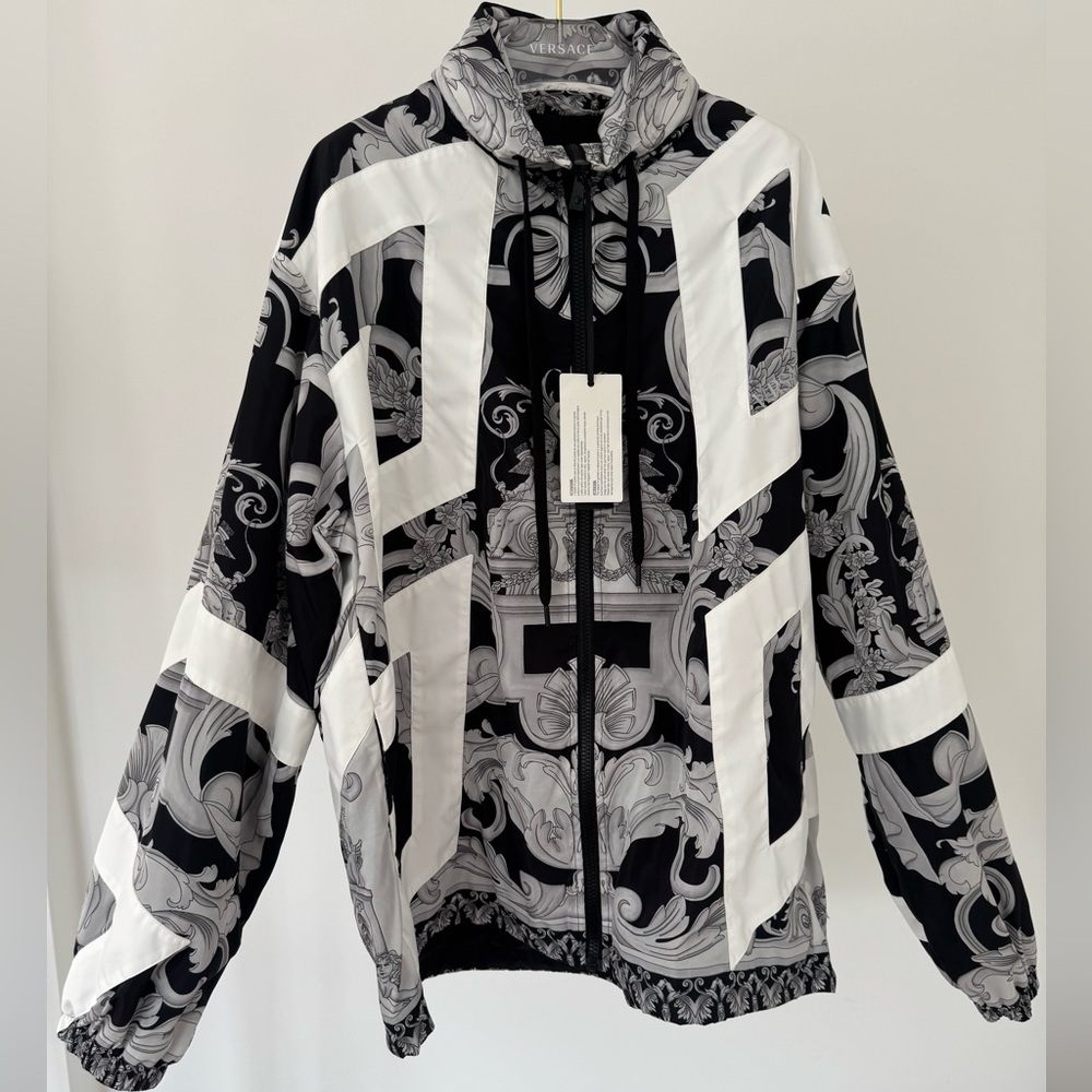 (SET) Versace  Silver Baroque  Windbreaker Jacket And Pants